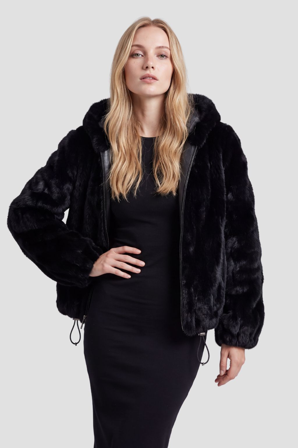 Blouson en fourrure femme court noir Héritage fourrure