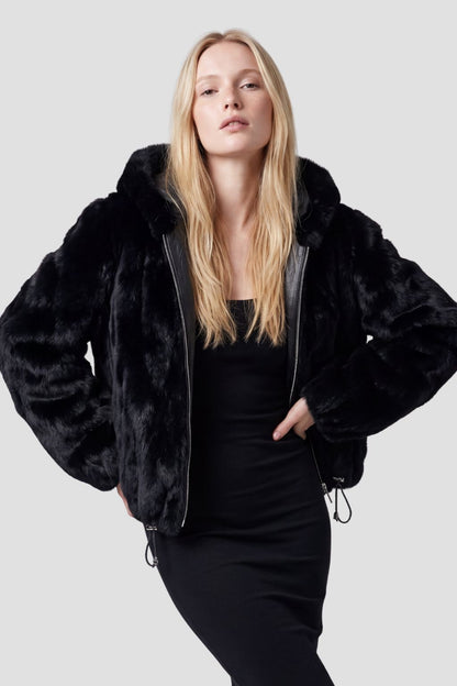 Blouson en fourrure femme court noir Héritage fourrure