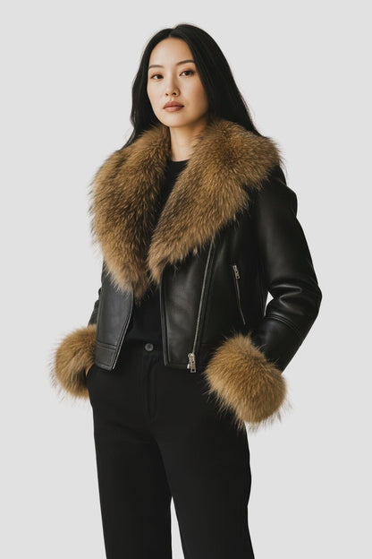 Blouson en fourrure femme raton laveur Héritage fourrure