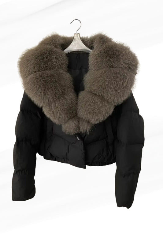 Blouson en fourrure renard à col marron Héritage fourrure