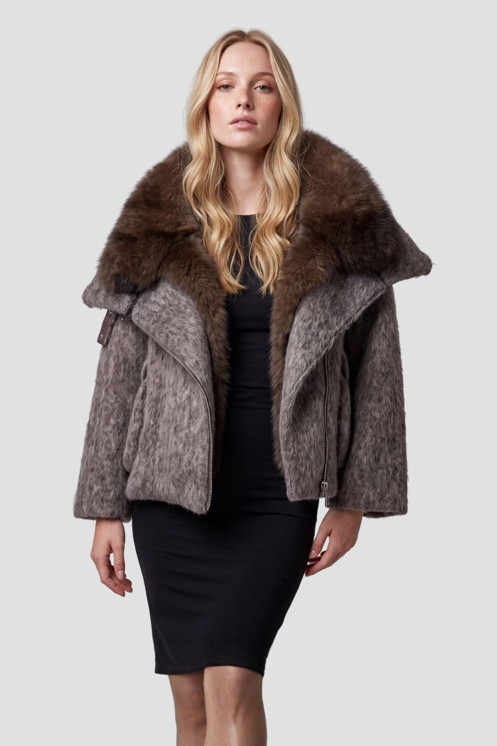 Blouson en fourrure renard à col marron Héritage fourrure