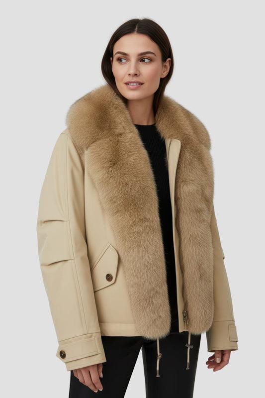 Blouson fourrure femme beige Héritage fourrure