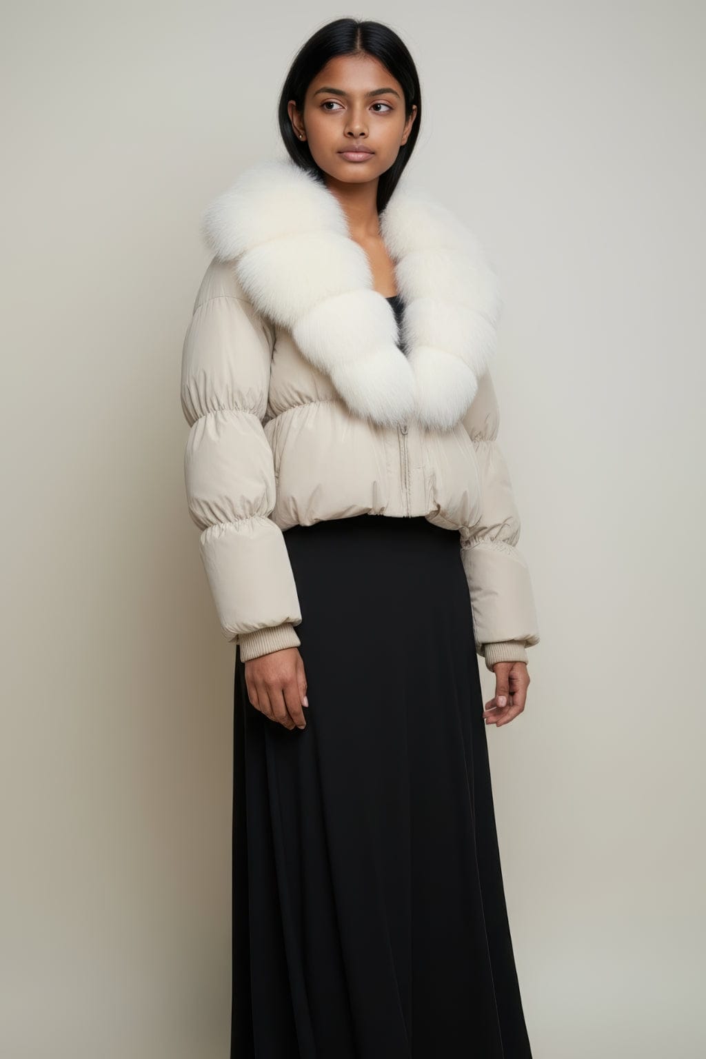 Blouson fourrure femme beige Héritage fourrure