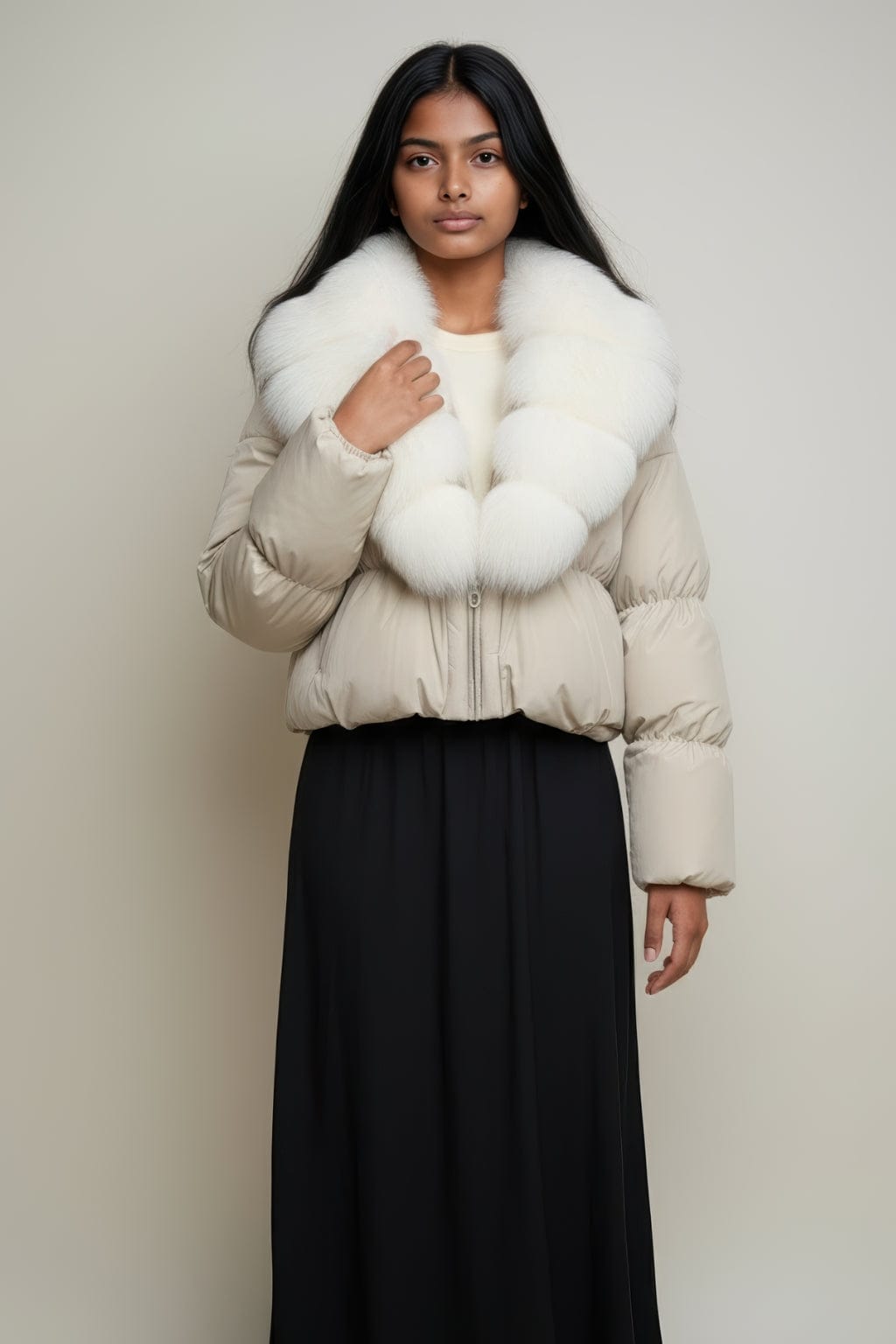 Blouson fourrure femme beige Héritage fourrure