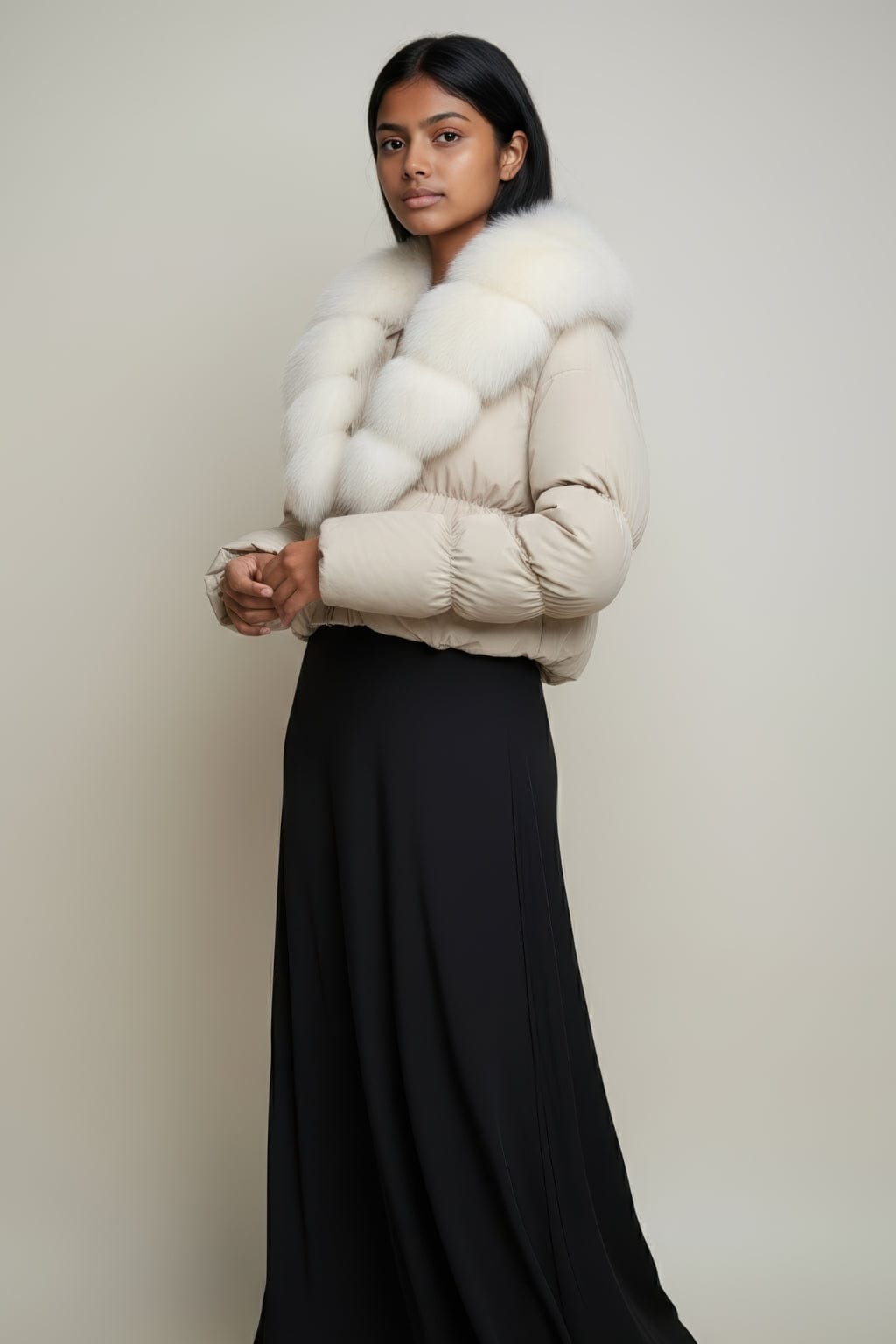 Blouson fourrure femme beige Héritage fourrure