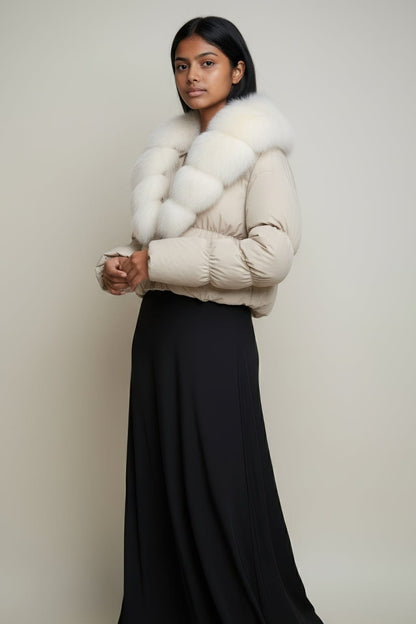 Blouson fourrure femme beige Héritage fourrure