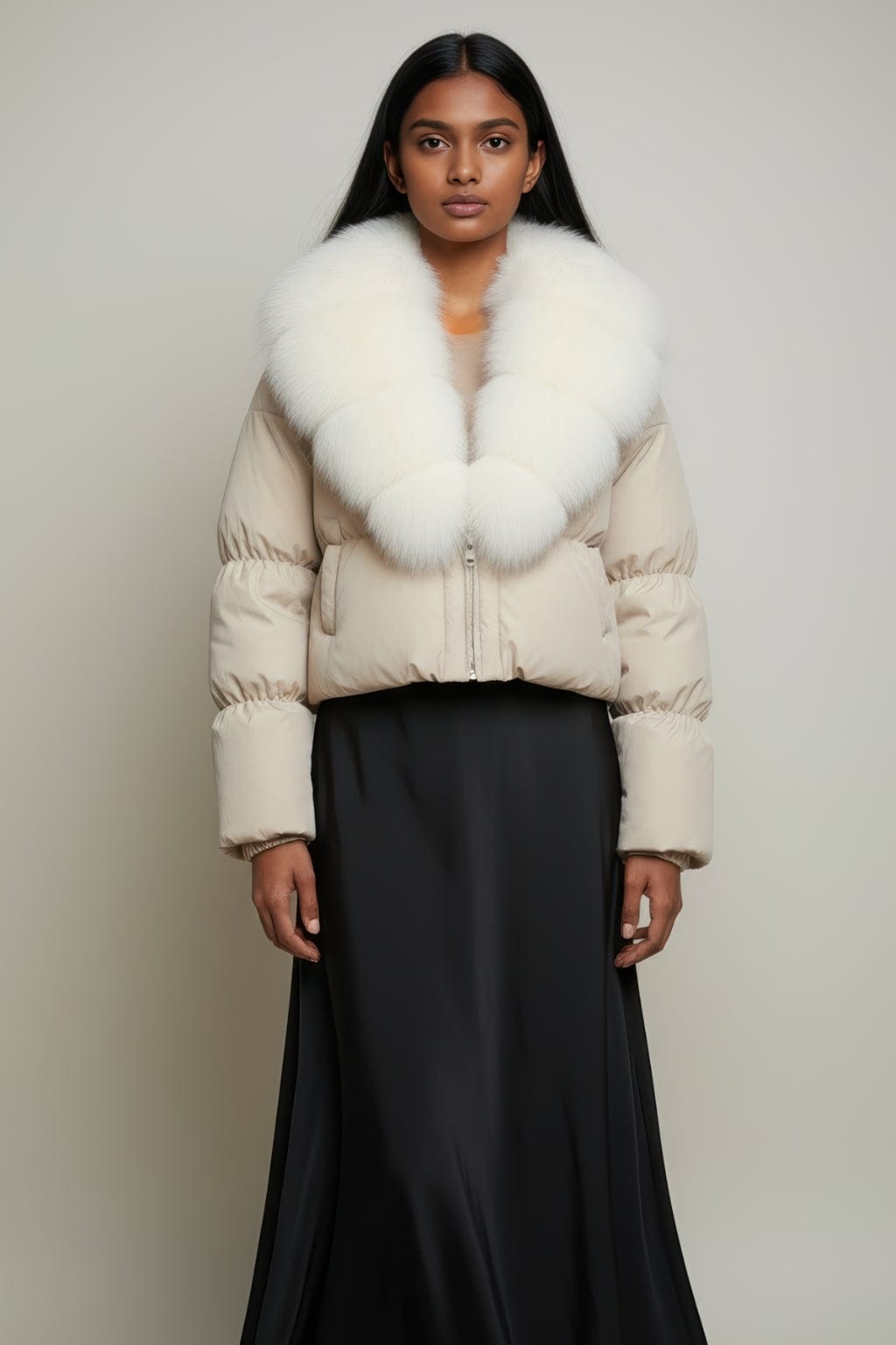 Blouson fourrure femme beige Héritage fourrure