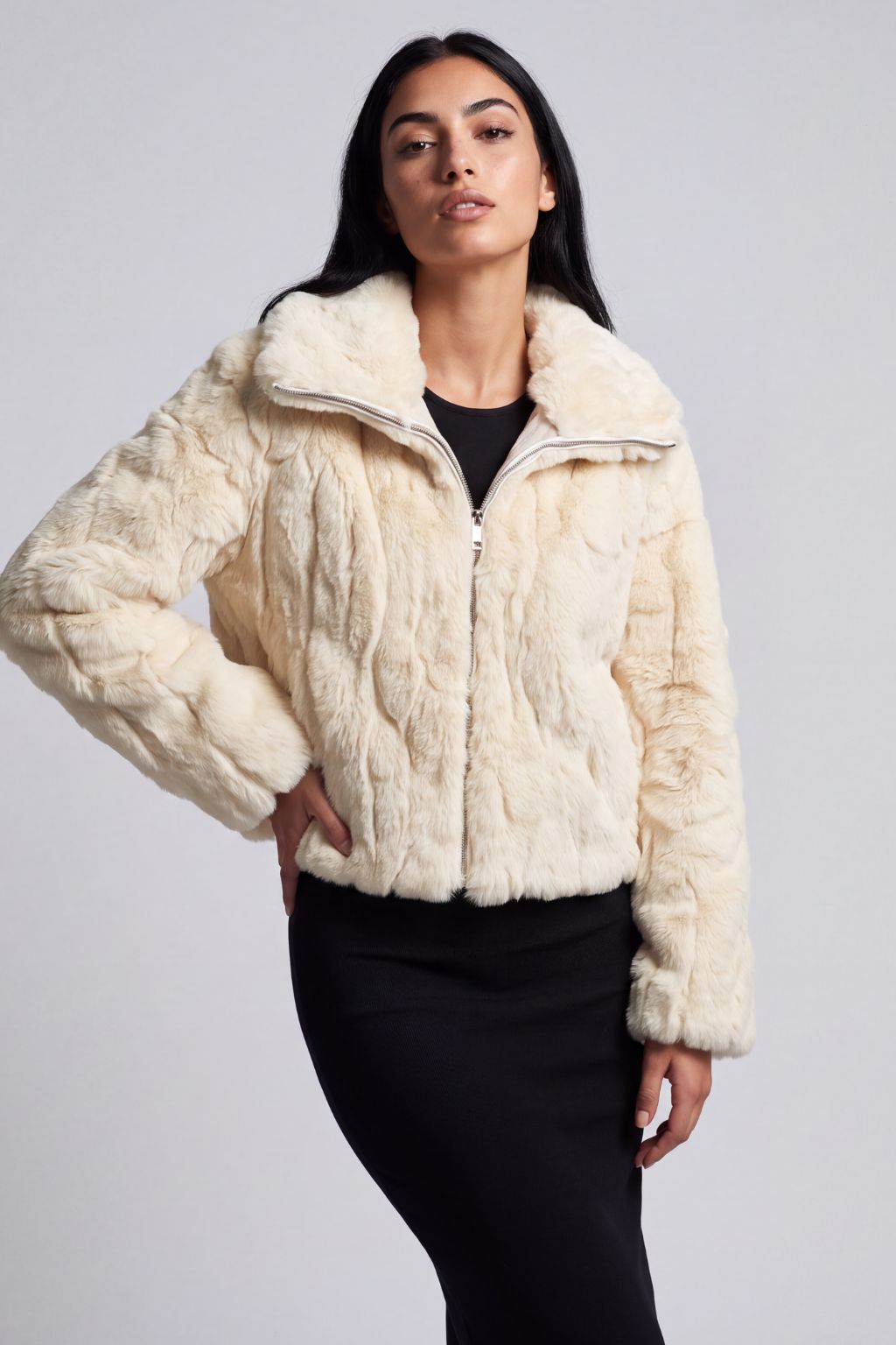 Blouson fourrure femme beige Héritage fourrure