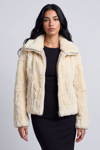 Blouson fourrure femme beige Héritage fourrure
