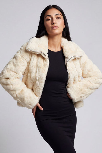 Blouson fourrure femme beige Héritage fourrure