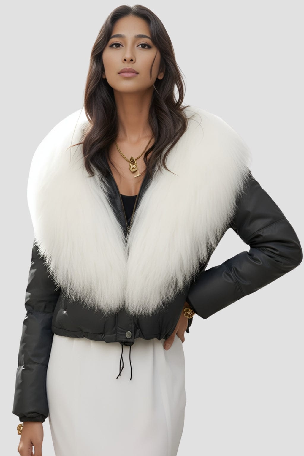 Blouson fourrure femme blanc Héritage fourrure