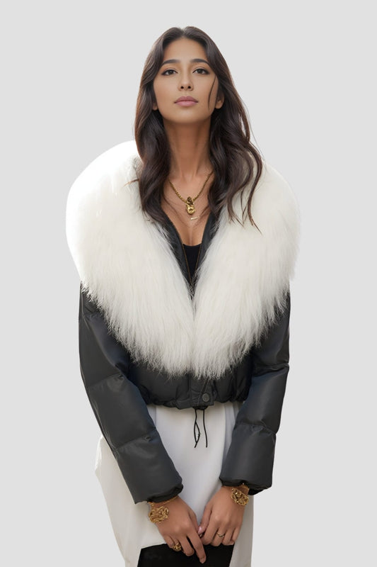 Blouson fourrure femme blanc Héritage fourrure