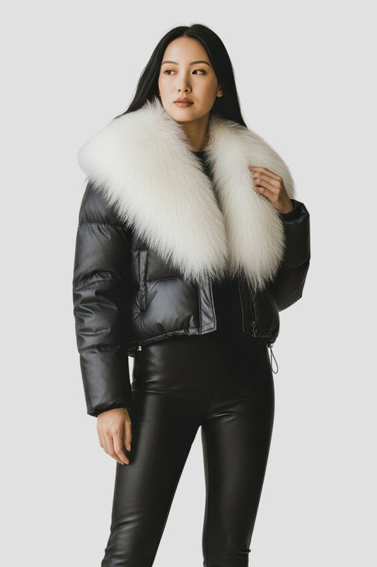 Blouson fourrure femme blanc Héritage fourrure