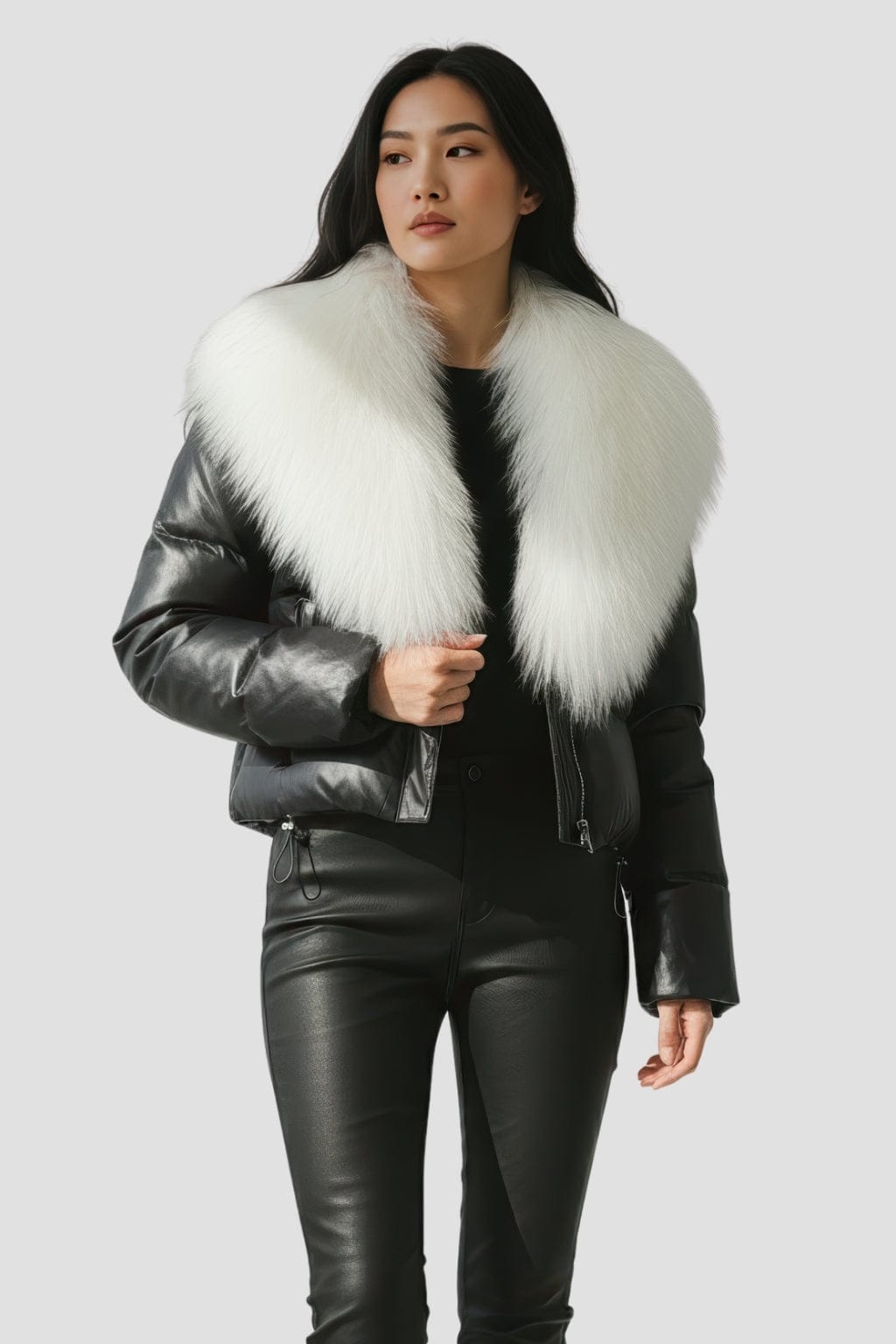 Blouson fourrure femme blanc Héritage fourrure