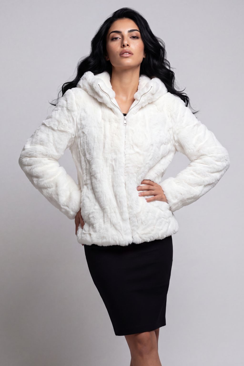 Blouson fourrure femme blanc Héritage fourrure