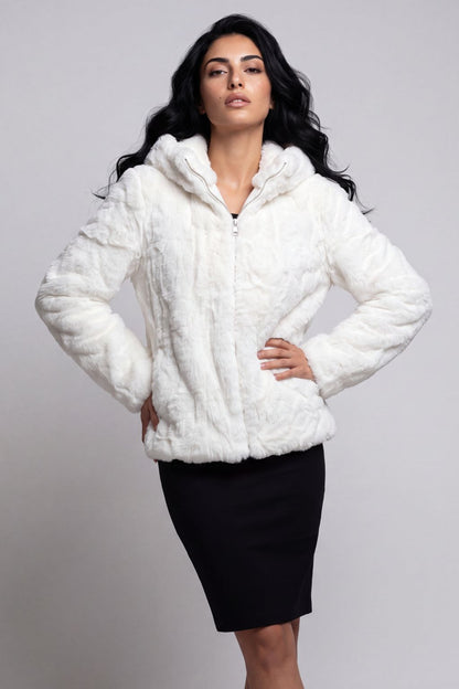 Blouson fourrure femme blanc Héritage fourrure