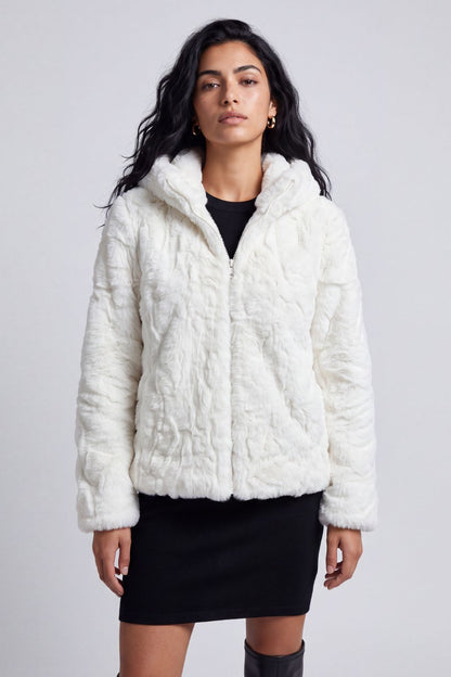 Blouson fourrure femme blanc Héritage fourrure