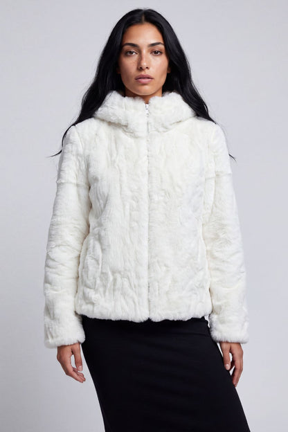 Blouson fourrure femme blanc Héritage fourrure
