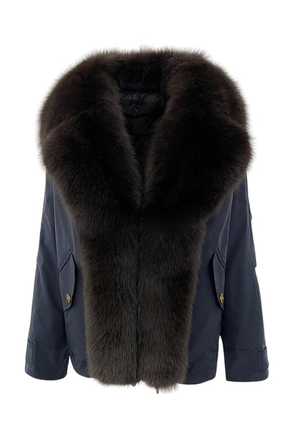 Blouson fourrure femme bleu marine Héritage fourrure