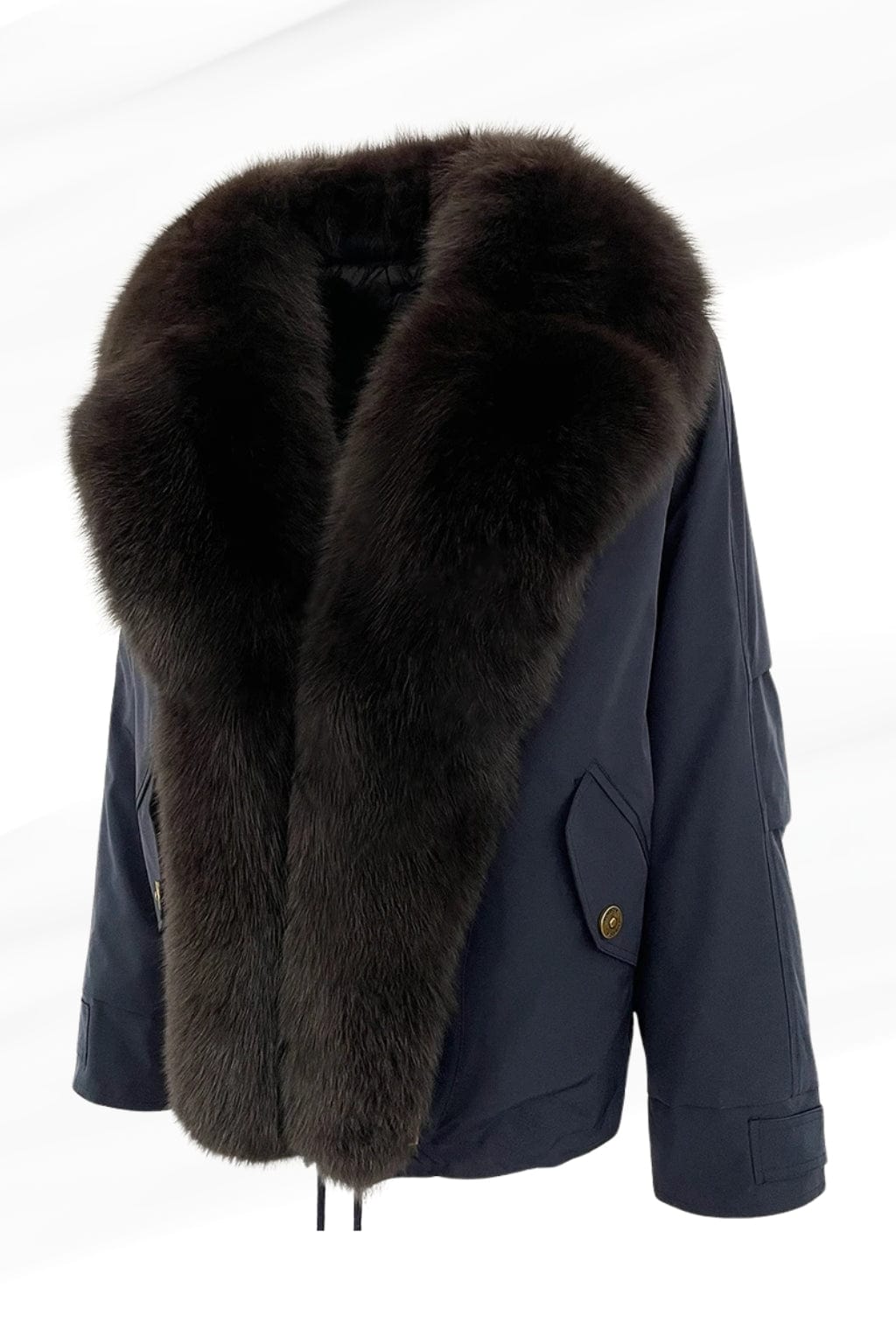 Blouson fourrure femme bleu marine Héritage fourrure