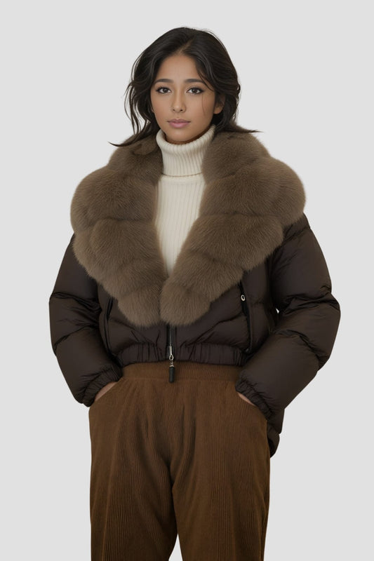 Blouson fourrure femme caramel Héritage fourrure