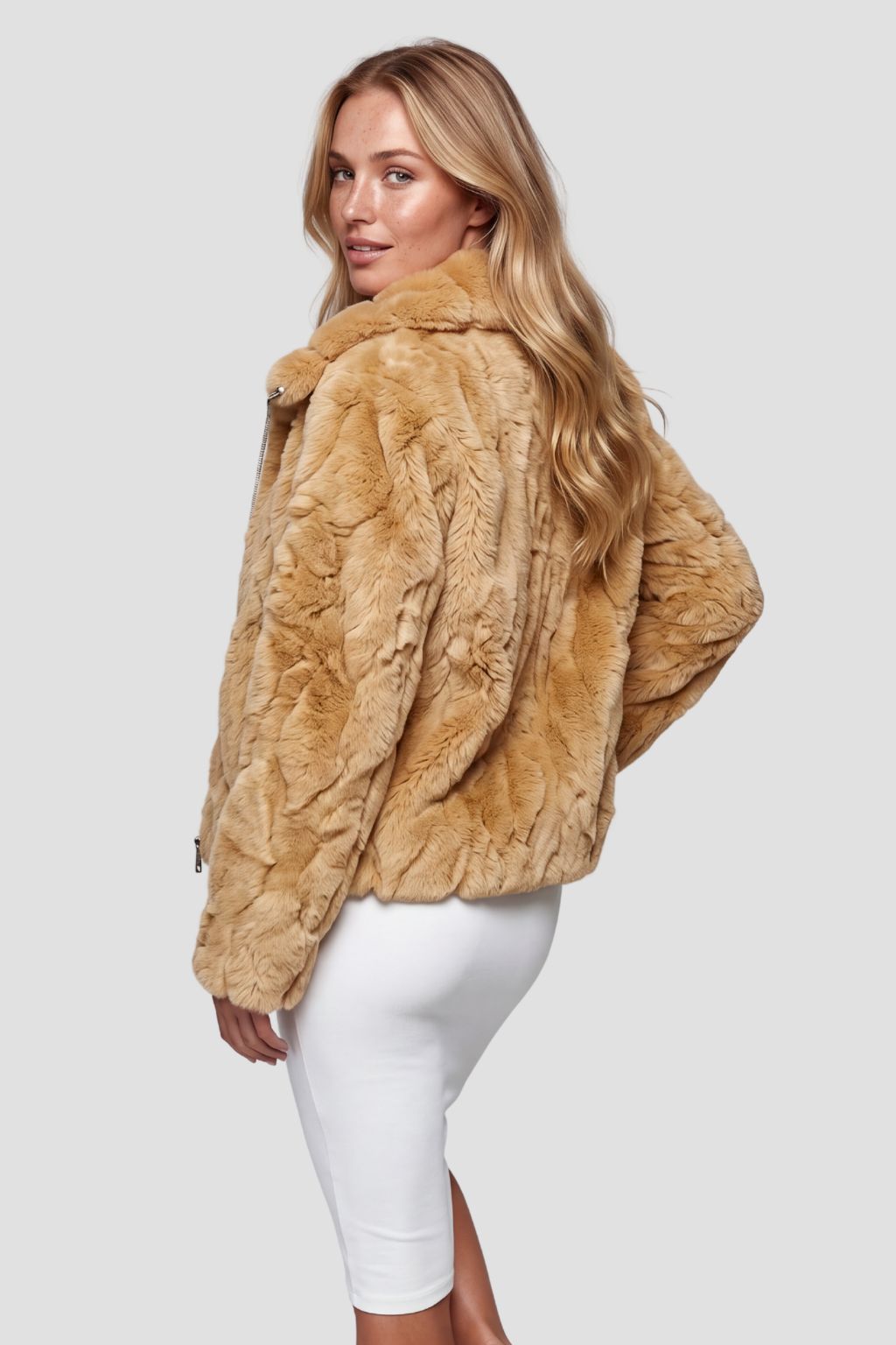 Blouson fourrure femme caramel Héritage fourrure