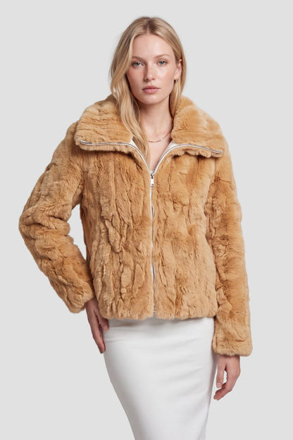 Blouson fourrure femme caramel Héritage fourrure