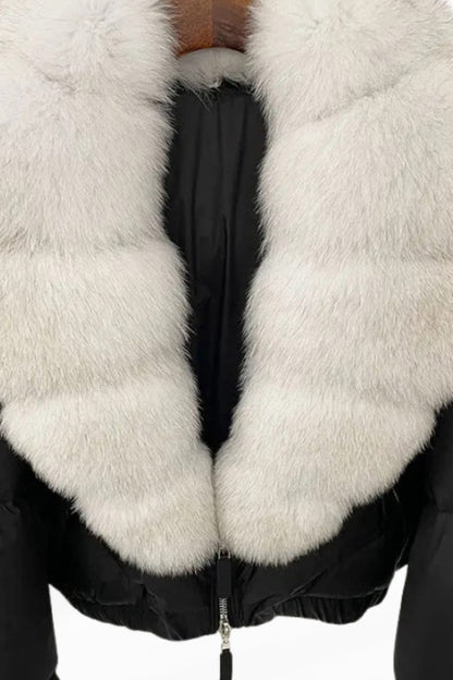 Blouson fourrure femme col blanc Héritage fourrure