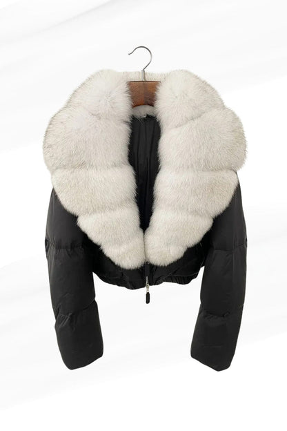 Blouson fourrure femme col blanc Héritage fourrure