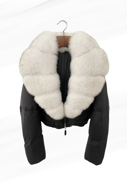 Blouson fourrure femme col blanc Héritage fourrure