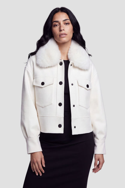 Blouson fourrure femme col blanc Héritage fourrure
