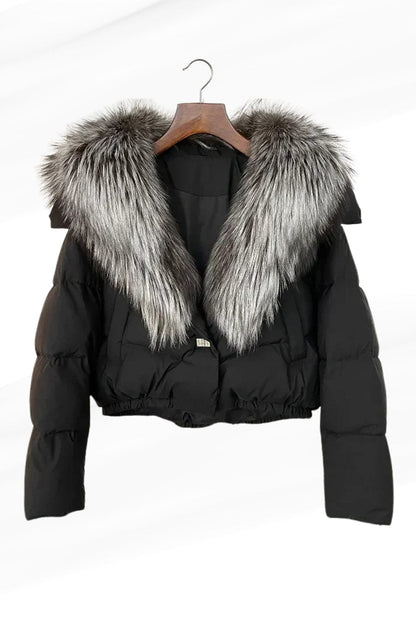 Blouson fourrure femme col gris Héritage fourrure