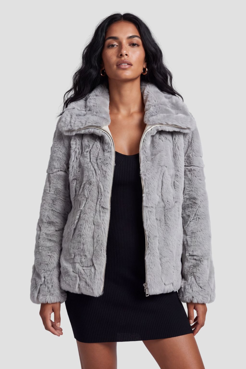 Blouson fourrure femme col gris Héritage fourrure