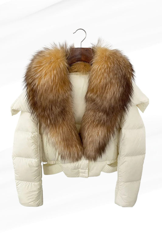 Blouson fourrure femme court beige Héritage fourrure