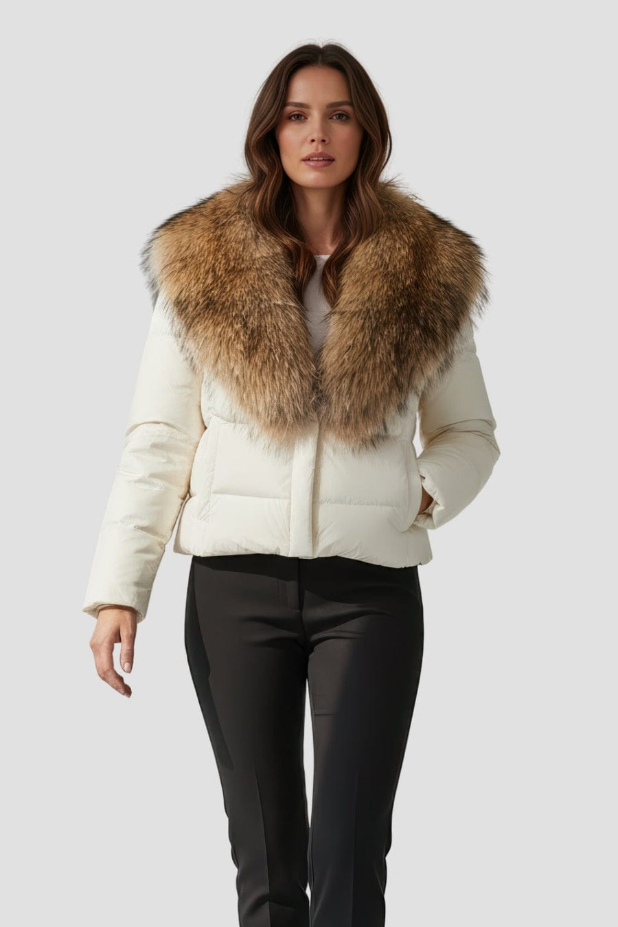 Blouson fourrure femme court beige Héritage fourrure