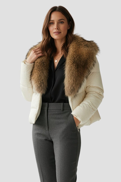 Blouson fourrure femme court beige Héritage fourrure