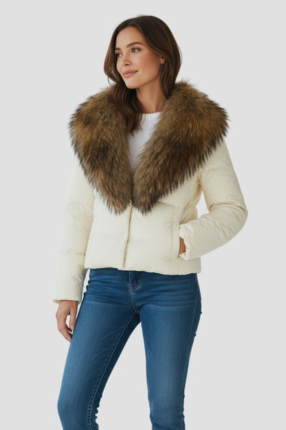 Blouson fourrure femme court beige Héritage fourrure