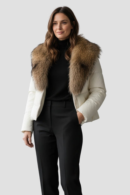 Blouson fourrure femme court beige Héritage fourrure