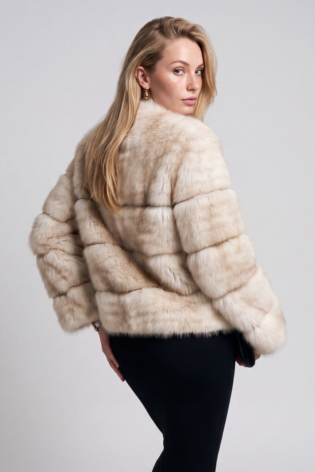Blouson fourrure femme court beige Héritage fourrure