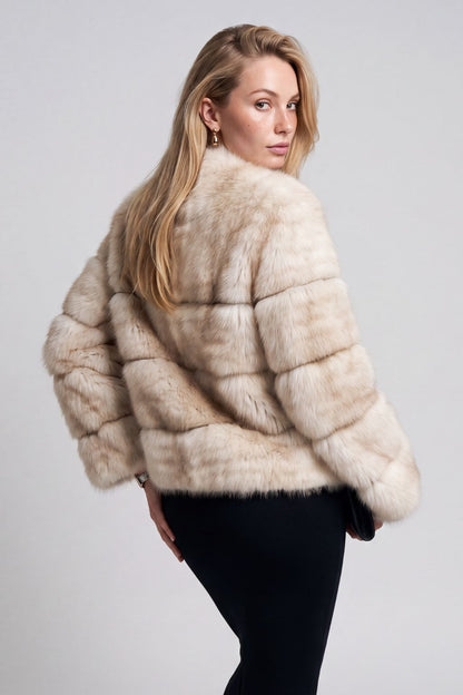 Blouson fourrure femme court beige Héritage fourrure