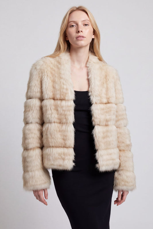 Blouson fourrure femme court beige Héritage fourrure