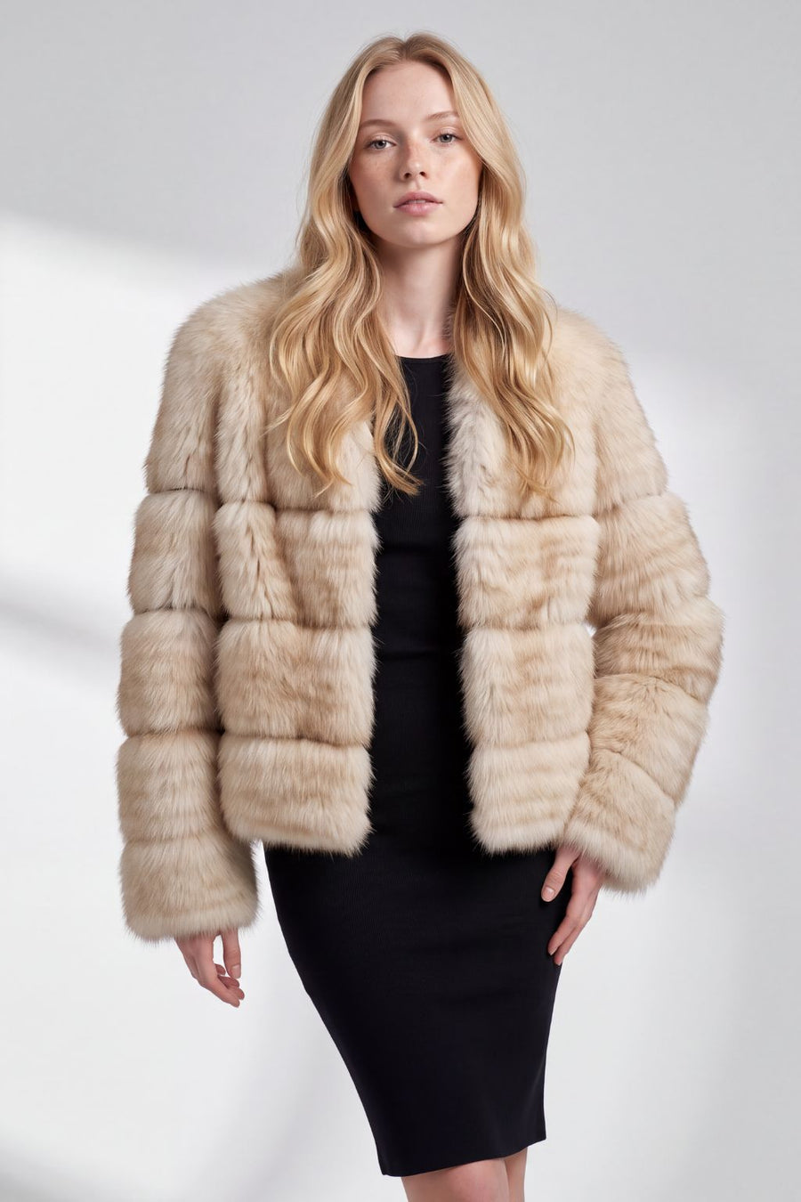 Blouson fourrure femme court beige Héritage fourrure