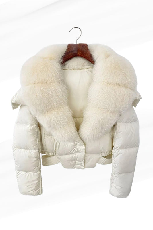Blouson fourrure femme court blanc Héritage fourrure