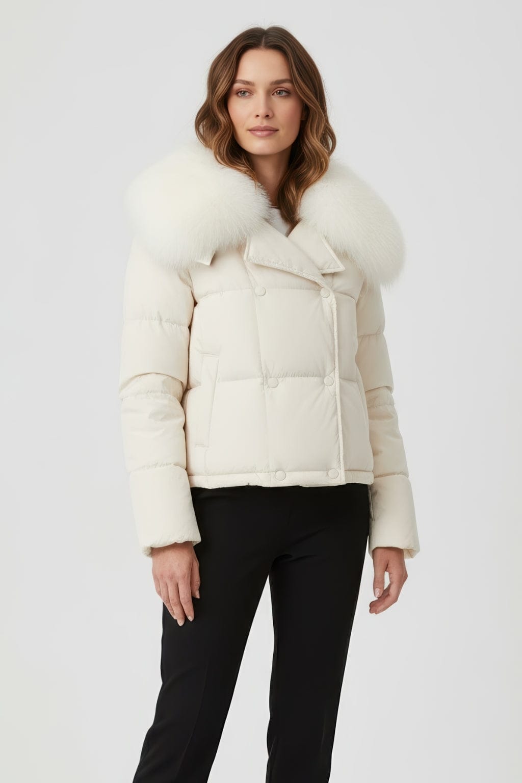 Blouson fourrure femme court blanc Héritage fourrure