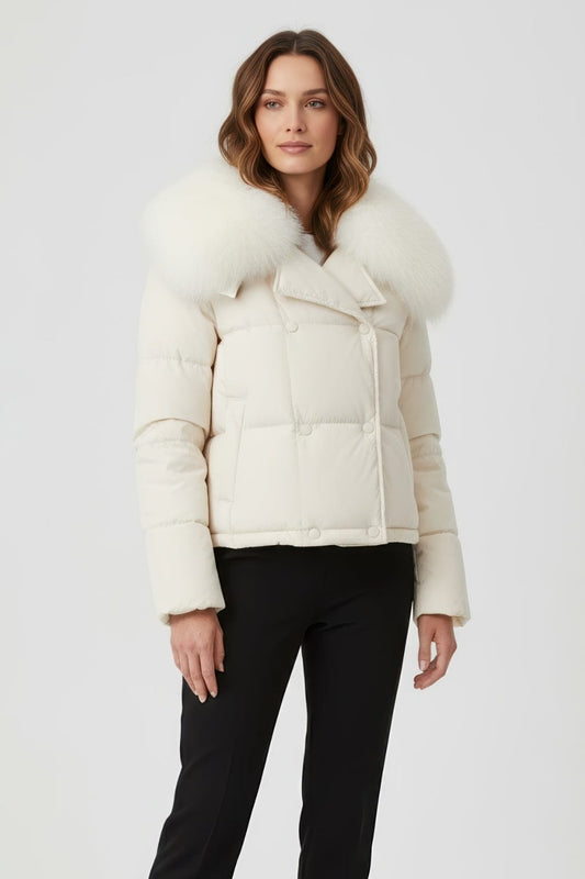Blouson fourrure femme court blanc Héritage fourrure