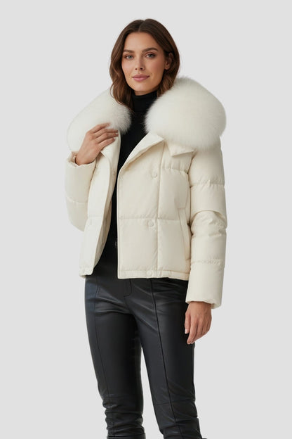 Blouson fourrure femme court blanc Héritage fourrure