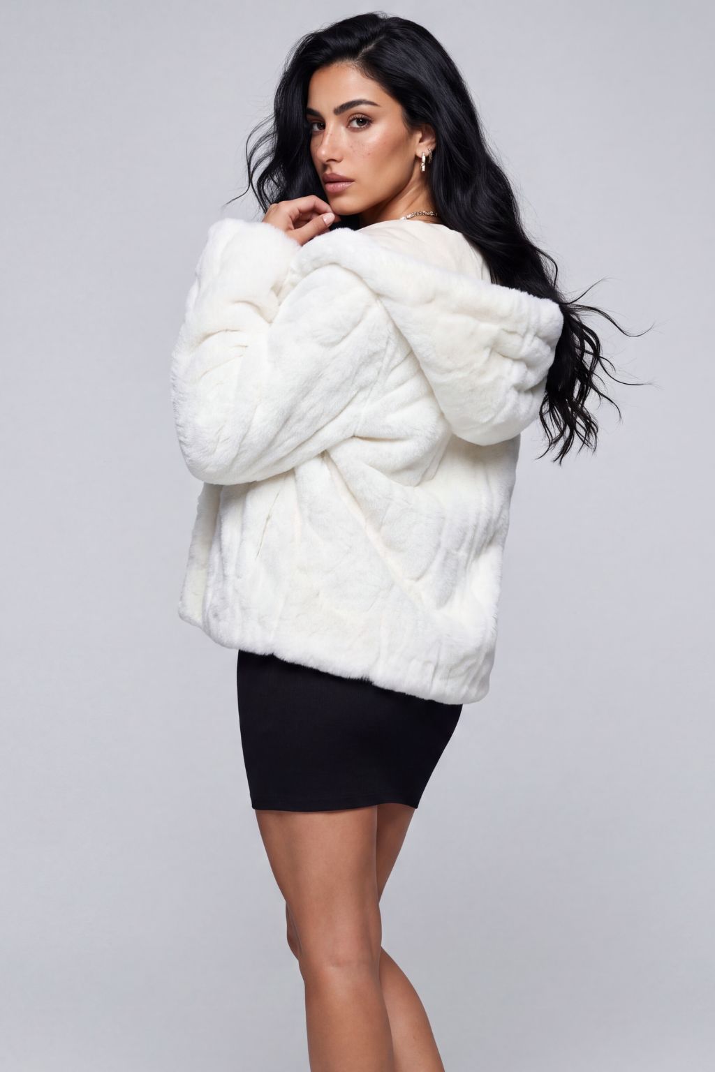 Blouson fourrure femme court blanc Héritage fourrure