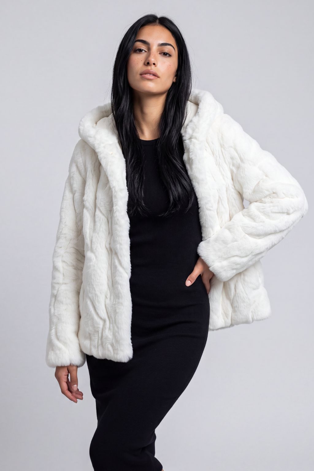Blouson fourrure femme court blanc Héritage fourrure