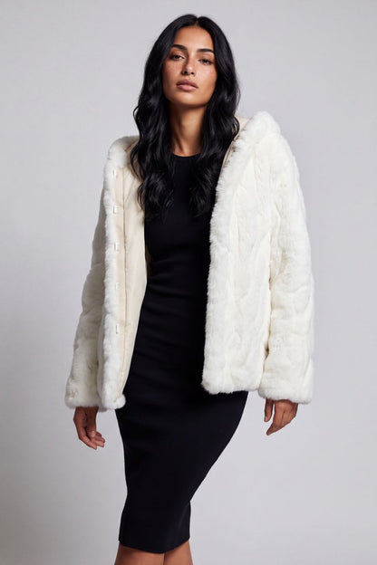 Blouson fourrure femme court blanc Héritage fourrure