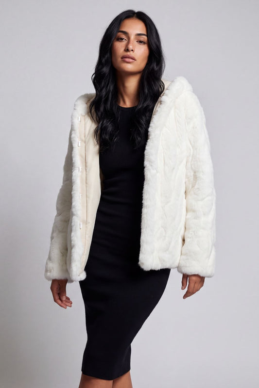 Blouson fourrure femme court blanc Héritage fourrure
